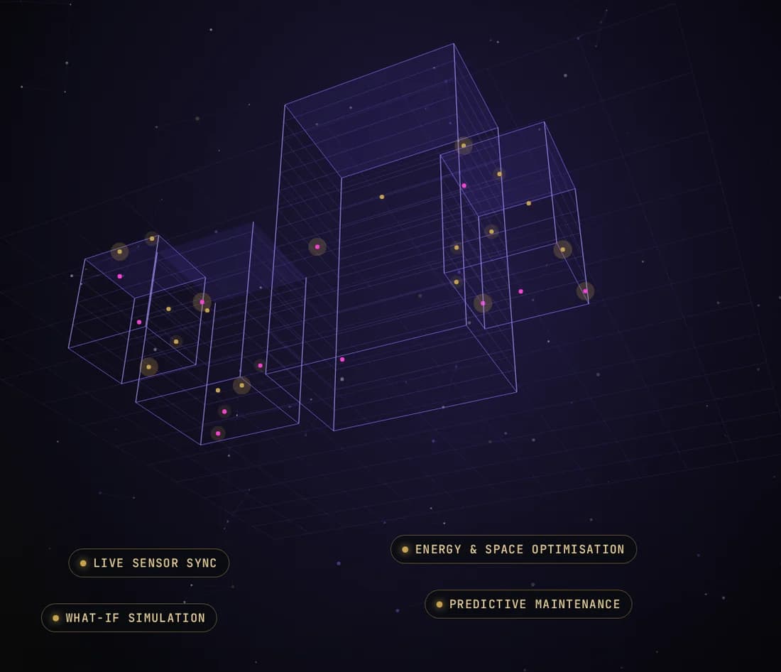 A digital twin of a building with live sensor points
